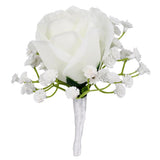 Max Wedding Groom Bridal Artificial Flower Corsage Brooch Pin  Rose + Gypsophila