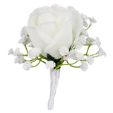 Max Wedding Groom Bridal Artificial Flower Corsage Brooch Pin  Rose + Gypsophila