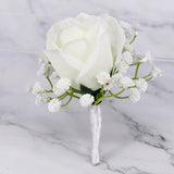 Max Wedding Groom Bridal Artificial Flower Corsage Brooch Pin  Rose + Gypsophila