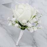 Max Wedding Groom Bridal Artificial Flower Corsage Brooch Pin  Rose + Gypsophila