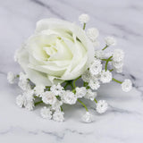 Max Wedding Groom Bridal Artificial Flower Corsage Brooch Pin  Rose + Gypsophila