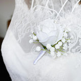 Max Wedding Groom Bridal Artificial Flower Corsage Brooch Pin  Rose + Gypsophila