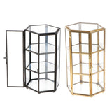 Max European Immortal Flower 3D Hexagonal Glass Flower Room Candleholder Black