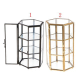 Max European Immortal Flower 3D Hexagonal Glass Flower Room Candleholder Black