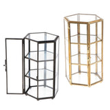 Max European Immortal Flower 3D Hexagonal Glass Flower Room Candleholder Black
