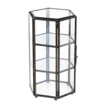 Max European Immortal Flower 3D Hexagonal Glass Flower Room Candleholder Black
