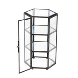 Max European Immortal Flower 3D Hexagonal Glass Flower Room Candleholder Black
