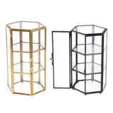 Max European Immortal Flower 3D Hexagonal Glass Flower Room Candleholder Black