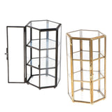 Max European Immortal Flower 3D Hexagonal Glass Flower Room Candleholder Black