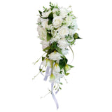 Max Wedding Bride Bridal Waterfall Hand Bouquet Artificial Hand Rose Flower
