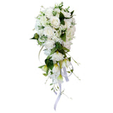 Max Wedding Bride Bridal Waterfall Hand Bouquet Artificial Hand Rose Flower