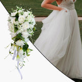 Max Wedding Bride Bridal Waterfall Hand Bouquet Artificial Hand Rose Flower