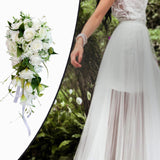 Max Wedding Bride Bridal Waterfall Hand Bouquet Artificial Hand Rose Flower