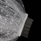 Max Wedding Bridal Veil+Comb 2/3/4 Ply Beige Flocking Snowflake+Black Mesh-4 Ply