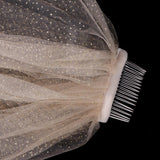 Max Wedding Bridal Veil+Comb 2/3/4 Ply Champagne Spray Gold + Black Mesh-4 Ply
