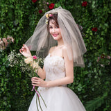 Max Wedding Bridal Veil+Comb 2/3/4 Ply Champagne Spray Gold + Black Mesh-4 Ply