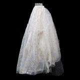 Max Wedding Bridal Veil+Comb 2/3/4 Ply Golden Seafish+Beige Mesh-4 Ply