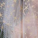 Max Wedding Bridal Veil+Comb 2/3/4 Ply Golden Seafish+Beige Mesh-4 Ply