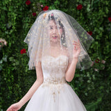 Max Wedding Bridal Veil+Comb 2/3/4 Ply Golden Seafish+Beige Mesh-4 Ply