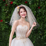 Max Wedding Bridal Veil+Comb 2/3/4 Ply Golden Seafish+Beige Mesh-4 Ply