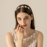 Max Women Bridal Hair Band Pearls Flower Headband Wedding Party Prom Headpiece