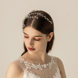 Max Elegant Rhinestone Flower Leaf Bridal Side Hair Clip Headband Hair Jewelry