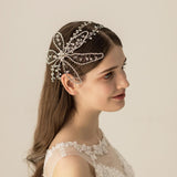 Max Elegant Rhinestone Flower Leaf Bridal Side Hair Clip Headband Hair Jewelry