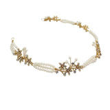 Max Women Bridal Hair Band Pearls Earrings Set Wedding Party Prom Headpiece