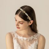 Max Women Bridal Hair Band Pearls Earrings Set Wedding Party Prom Headpiece