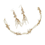 Max Women Bridal Hair Band Pearls Earrings Set Wedding Party Prom Headpiece