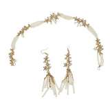Max Women Bridal Hair Band Pearls Earrings Set Wedding Party Prom Headpiece