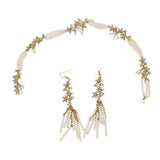 Max Women Bridal Hair Band Pearls Earrings Set Wedding Party Prom Headpiece