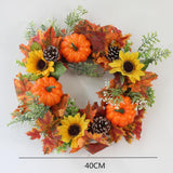 Max Artificial Flowers Garland Fall Wreath Door Decorations Pumpkin Sunflower
