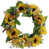 Max Korean-style Fake Flowers Garland Fall Wreath Door Decor Yellow Sunflower