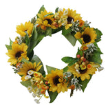 Max Korean-style Fake Flowers Garland Fall Wreath Door Decor Yellow Sunflower