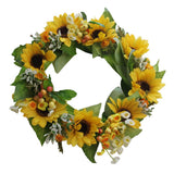 Max Korean-style Fake Flowers Garland Fall Wreath Door Decor Yellow Sunflower