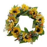 Max Korean-style Fake Flowers Garland Fall Wreath Door Decor Yellow Sunflower