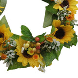 Max Korean-style Fake Flowers Garland Fall Wreath Door Decor Yellow Sunflower