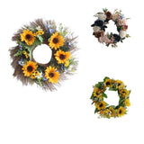 Max Korean-style Fake Flowers Garland Fall Wreath Door Decor Yellow Sunflower