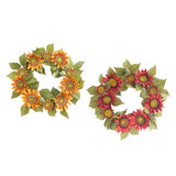 Max Autumn Simulated Fabric Sunflower Wreath Garland Door Wall Decor  Red