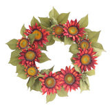 Max Autumn Simulated Fabric Sunflower Wreath Garland Door Wall Decor  Red