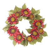 Max Autumn Simulated Fabric Sunflower Wreath Garland Door Wall Decor  Red