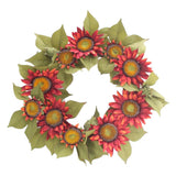 Max Autumn Simulated Fabric Sunflower Wreath Garland Door Wall Decor  Red