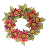 Max Autumn Simulated Fabric Sunflower Wreath Garland Door Wall Decor  Red