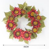 Max Autumn Simulated Fabric Sunflower Wreath Garland Door Wall Decor  Red