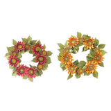 Max Autumn Simulated Fabric Sunflower Wreath Garland Door Wall Decor  Red