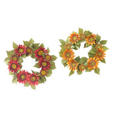 Max Autumn Simulated Fabric Sunflower Wreath Garland Door Wall Decor  Red