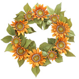Max Autumn Simulated Fabric Sunflower Wreath Garland Door Wall Decor  Yellow
