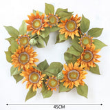 Max Autumn Simulated Fabric Sunflower Wreath Garland Door Wall Decor  Yellow