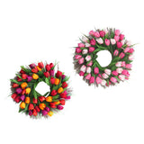 Max Simulated Tulip Garland Fall Wreath Front Door Decor 45cm Dia. Pink